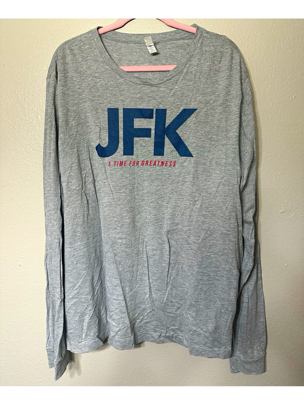Men's Gray John F. Kennedy JFK Political Graphic T-Shirt 2XL Crew Neck
